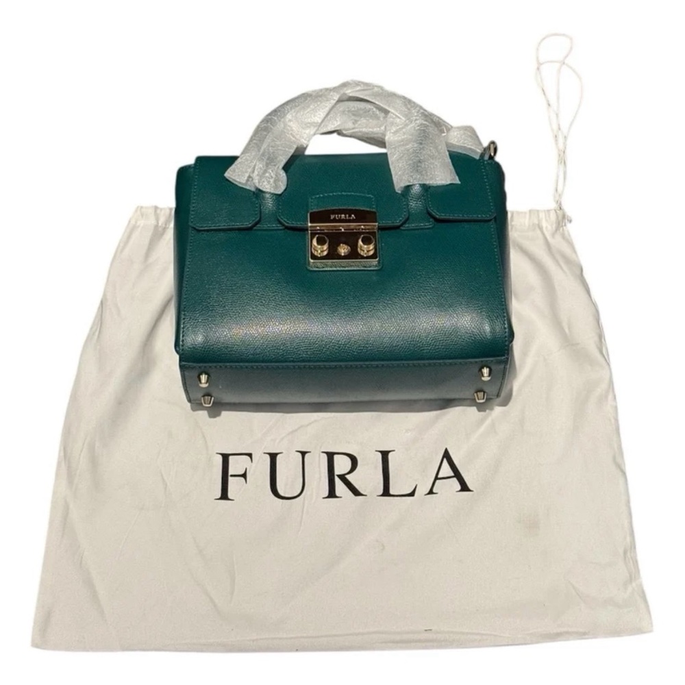 Furla Women’s Metropolis Leather Shoulder Handle Dark Green NWT with Dust Bag